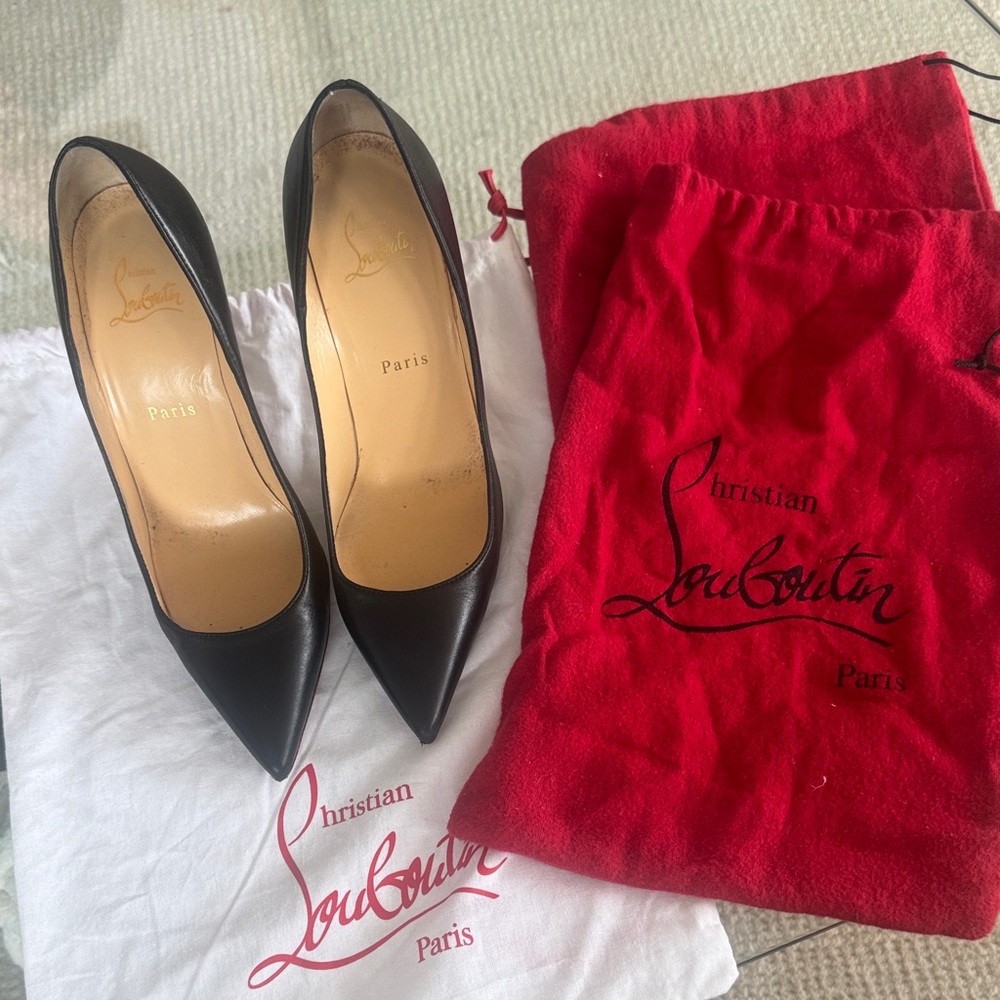 Christian Louboutin 100mm Kate High-Heel Pumps, Black, 38 EU, Gently Worn